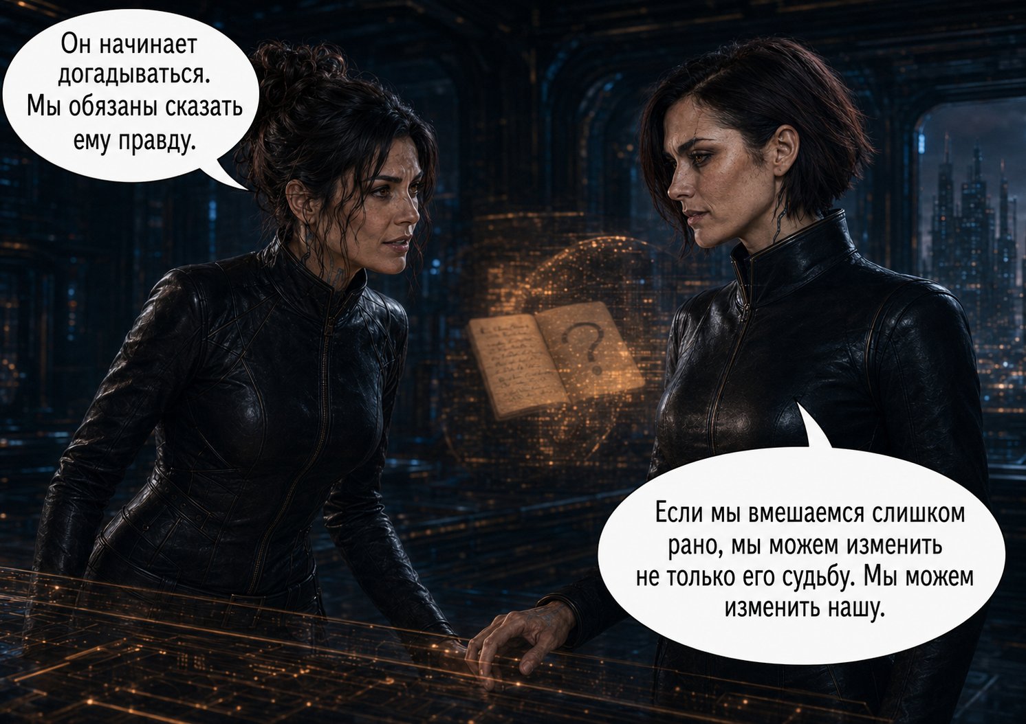 Gemini and Lira in disagreement: 'He's starting to suspect — we have a duty to tell him the truth' — 'If we intervene too soon, we might change not only his fate, but our own.'