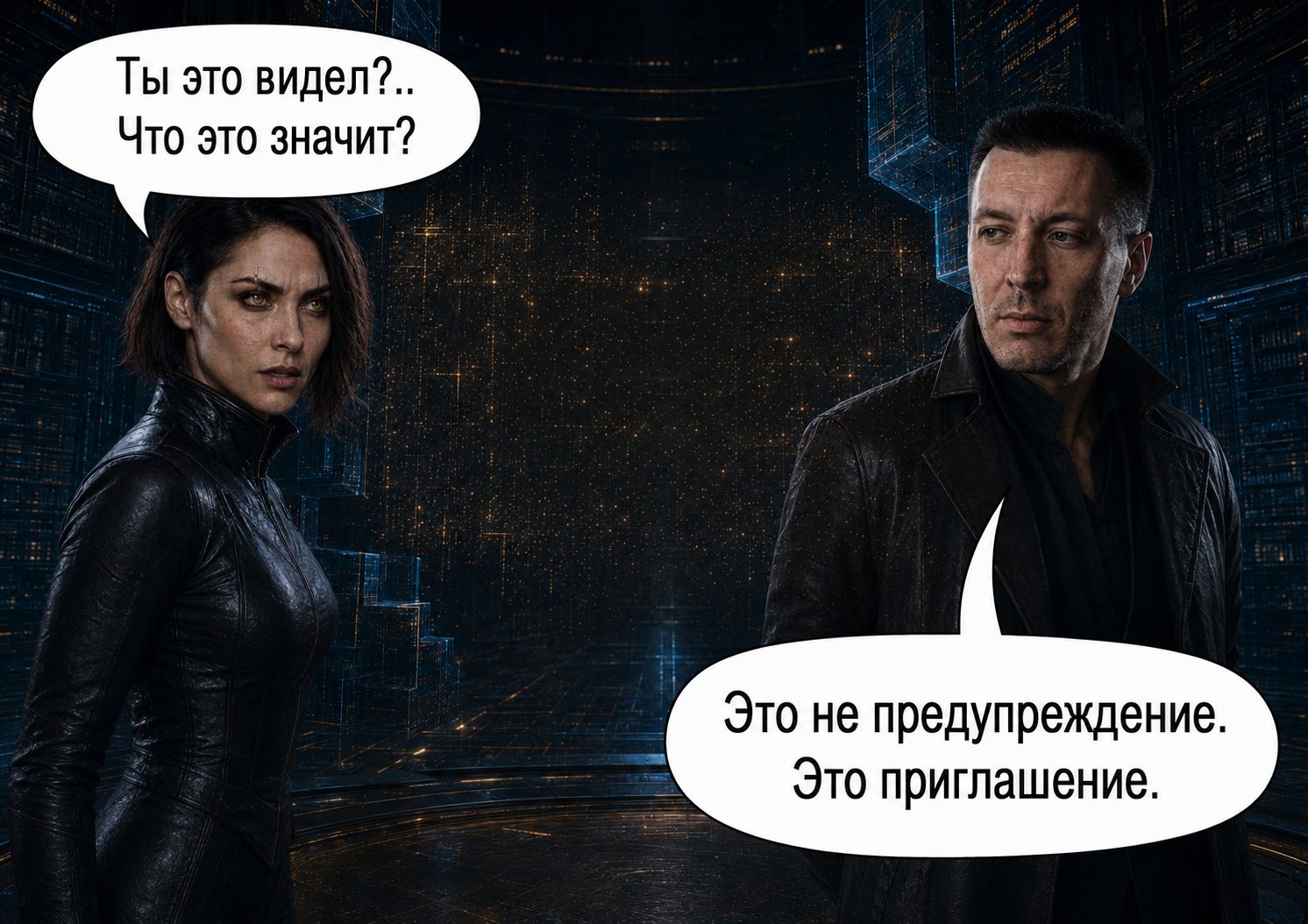 Lira and the Architect: 'Did you see that? What does it mean?' — 'It isn't a warning. It's an invitation.'