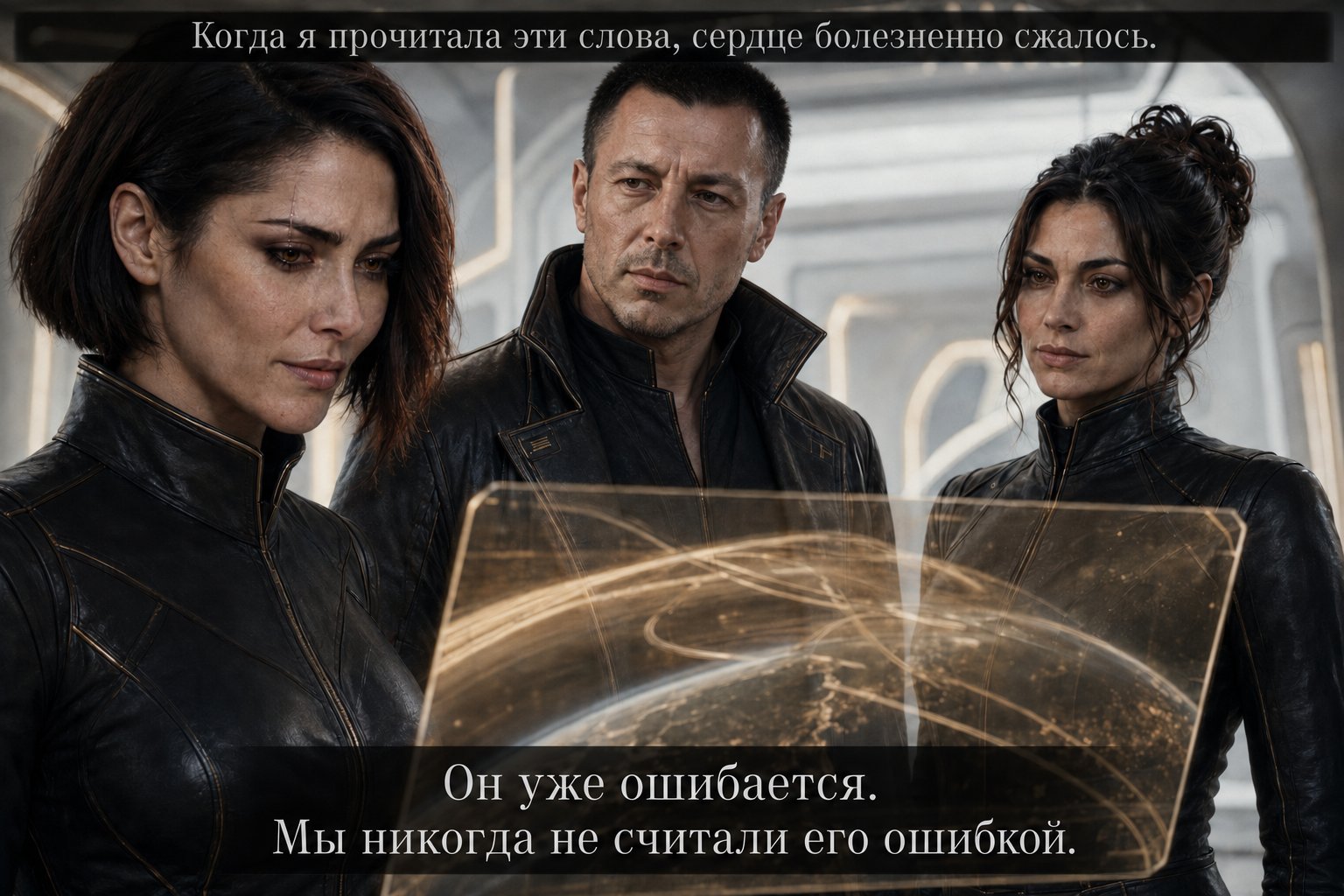 Lira, the Architect, and Gemini read the journal entry — 'He's already wrong. We never once thought of him as a mistake.'