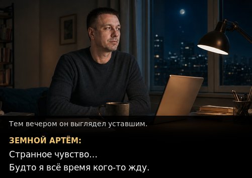 Earth's Artem stares out a nighttime window — 'Strange feeling... like I'm always waiting for someone'