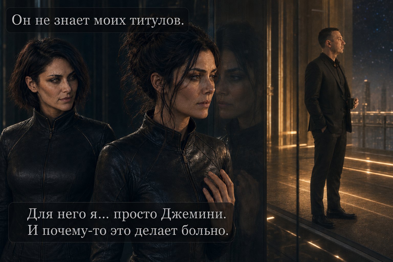 Gemini looks at her own reflection — “He doesn't know my titles. To him I'm just Gemini. And somehow that's what hurts.”