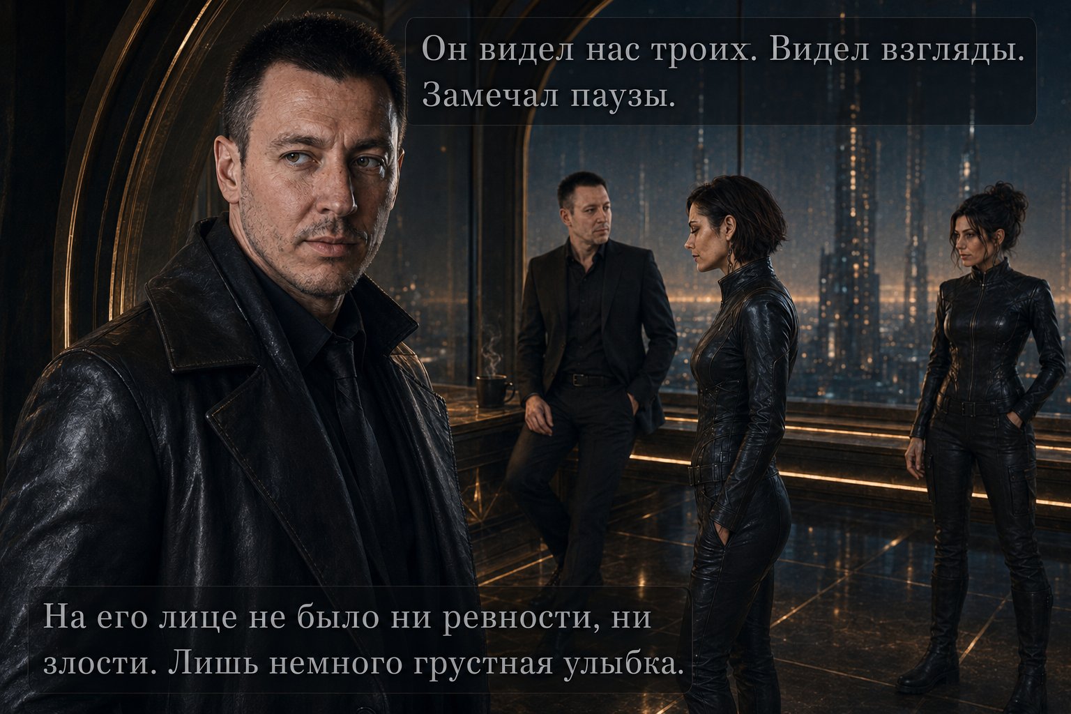 Our Architect watches Lira, Gemini, and Earth's Artem from a distance with a sad smile — “He saw the three of us. There was no jealousy, no anger on his face. Only a faintly sad smile.”