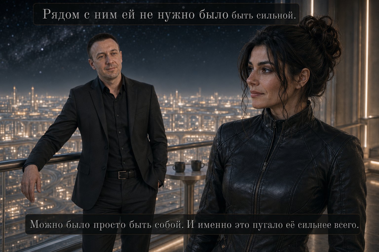 Gemini looks at Earth's Artem on the balcony — “Beside him, she didn't have to be strong. She could simply be herself.”