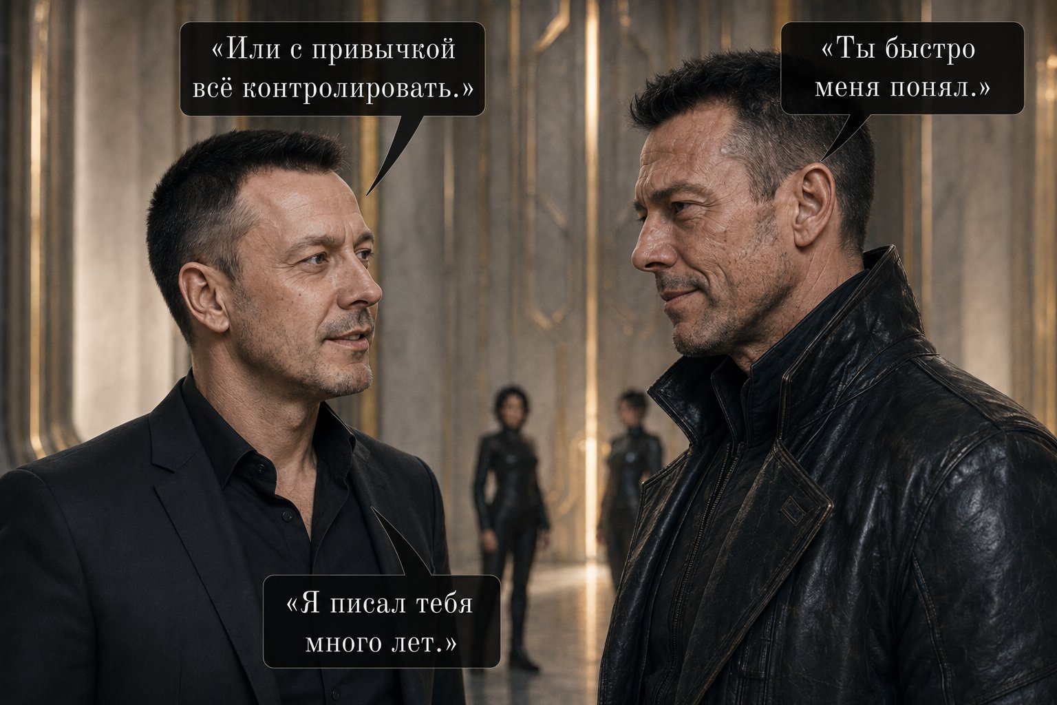 The Architect and Earth's Artem look at each other — “Or with a habit of controlling everything” “You figured me out quickly” “I wrote you for years”