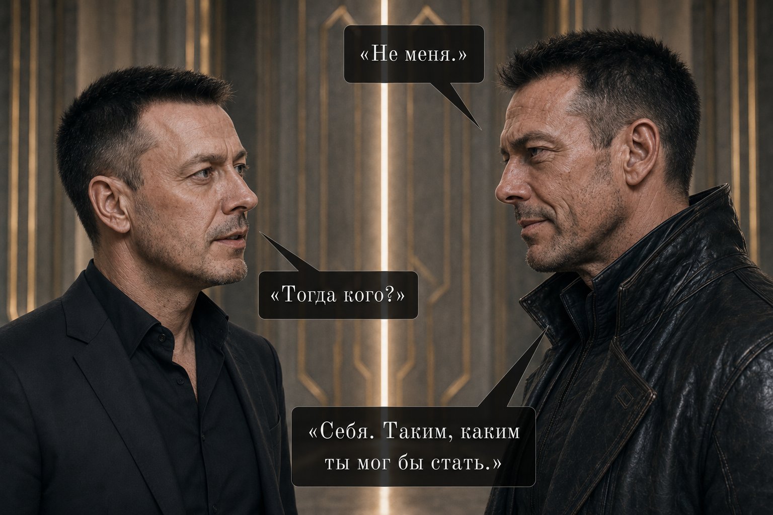 The Architect and Earth's Artem face to face — “Not me” “Then who?” “Myself. The man I might have become”
