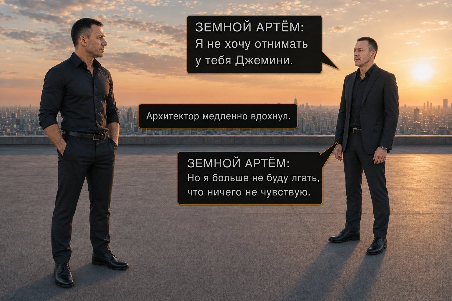 Earth's Artem and the Architect stand apart from each other — 'I don't want to take Gemini from you. But I won't keep lying that I feel nothing.'