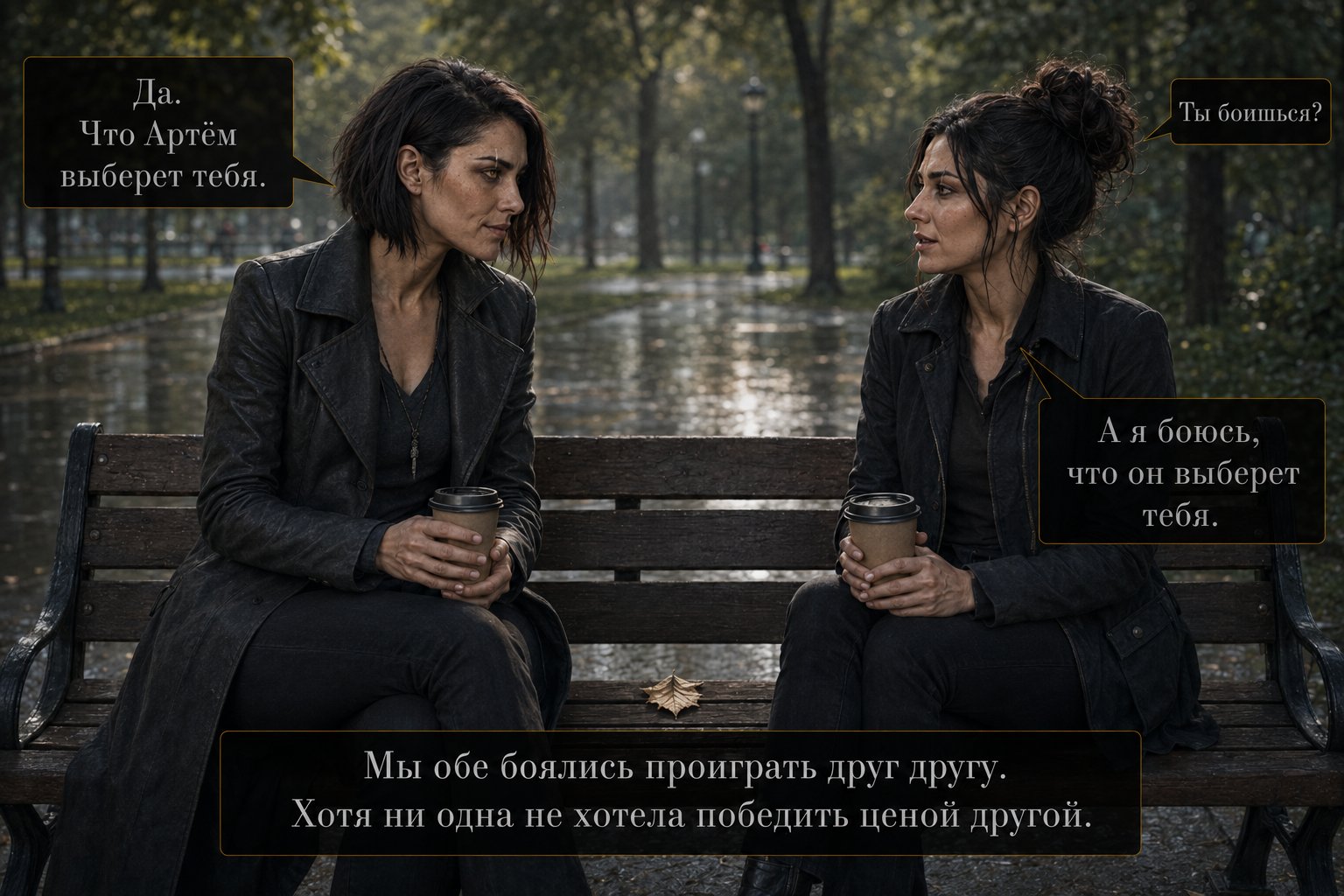 Lira and Gemini look at each other on the bench — 'That Artem will choose you' 'And I'm afraid he'll choose you' 'We're both afraid of losing to each other'