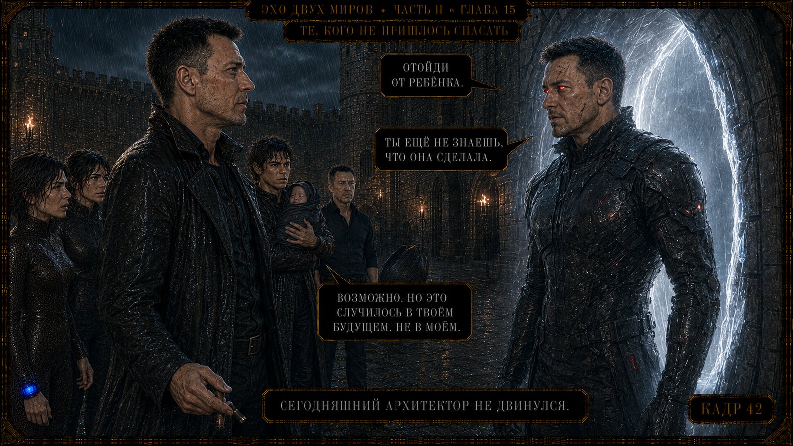 Он остановился перед воротами и развёл руки.