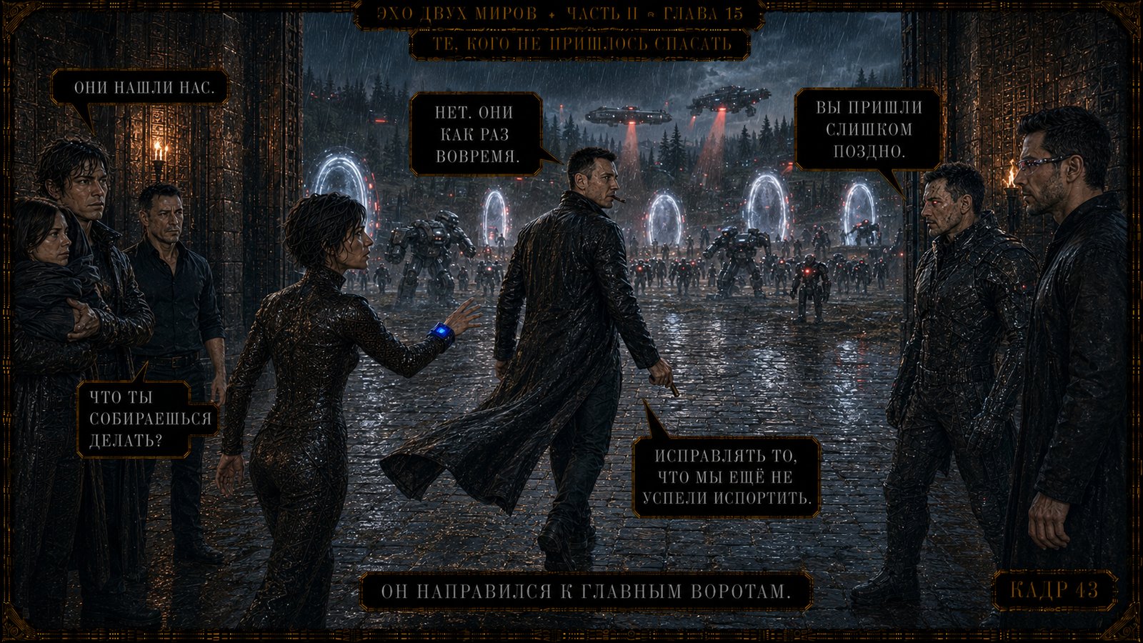 — Все в проход, — приказал он.