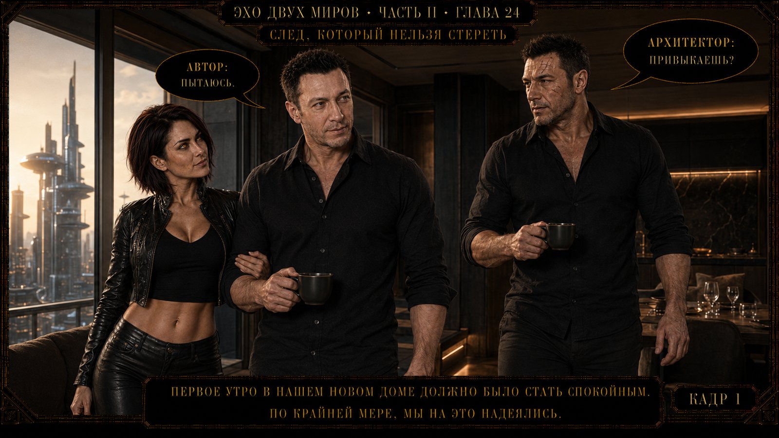 The Architect came over to his brother with two cups of coffee.