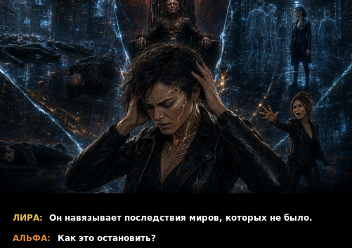 Comic panel: consequences of worlds that never were